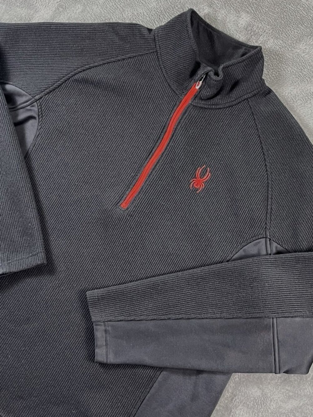 Spyder Pullover Men's XXL Black Half Zip Fleece Ski Grid Midlayer Style 507380